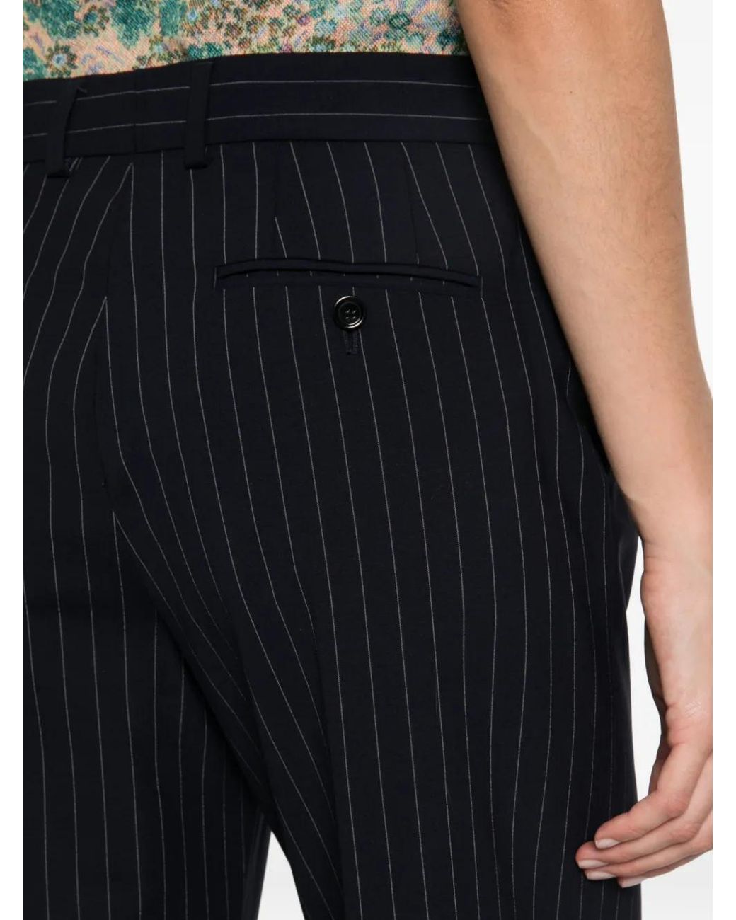 Dolce & Gabbana Black Pinstriped Wide-Leg Trousers