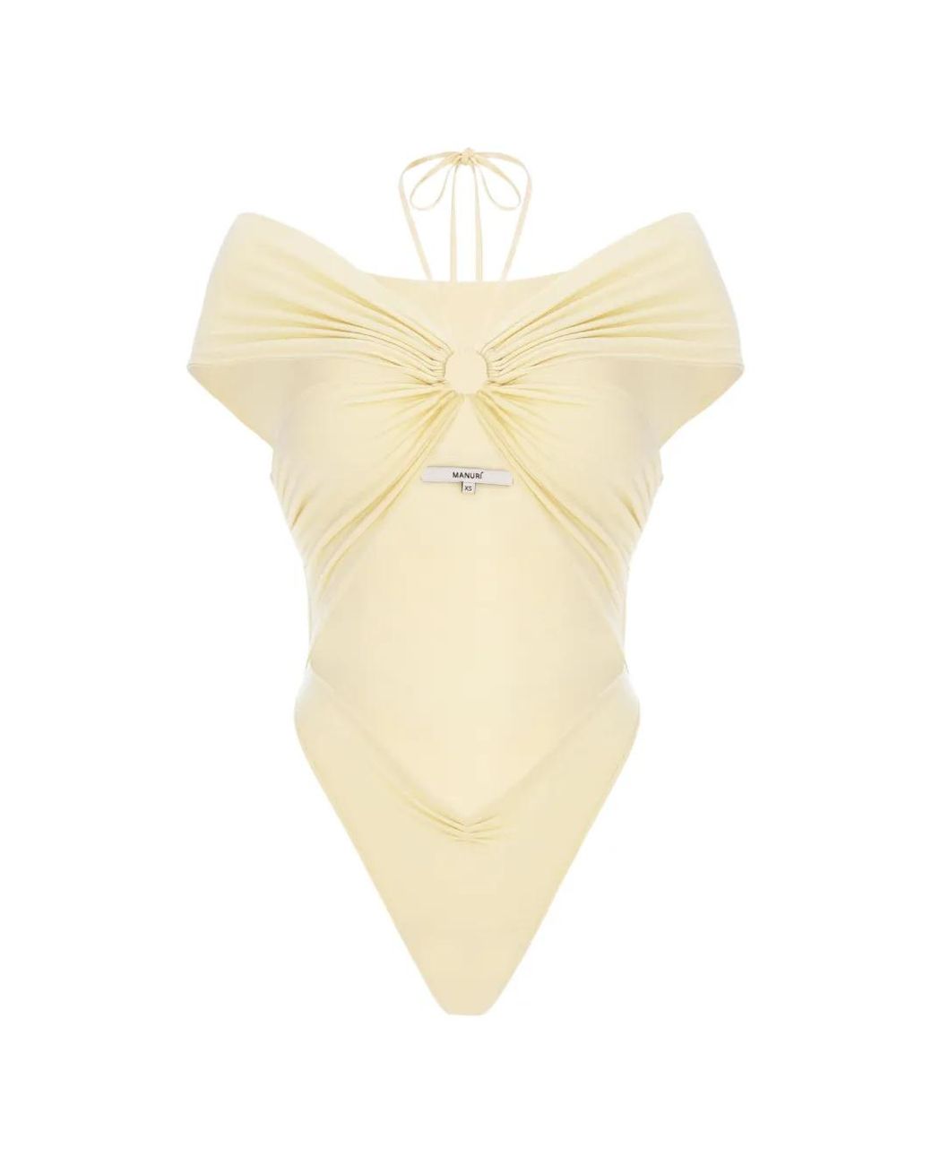 MANURI White Eleni Cut-Out Off-Shoulder Bodysuit