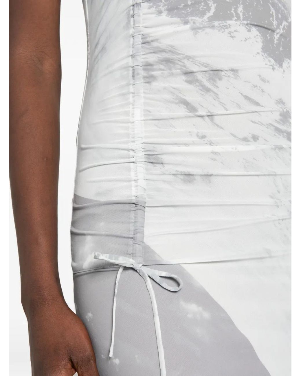 Patrizia Pepe White Midi Wave-Print Dress