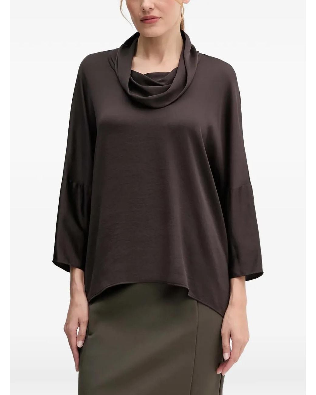 Joseph Ribkoff Black Cowl Neck Button Blouse