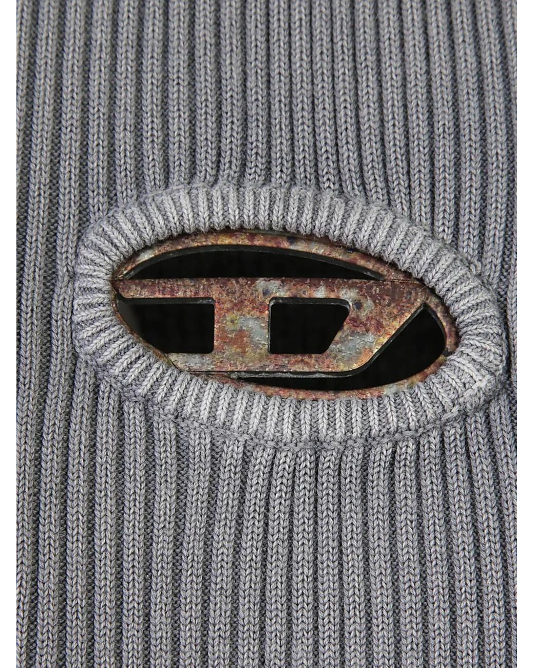 DIESEL Gray K-Darin-A Cut-Out Jumper With Vintage Oval D for men