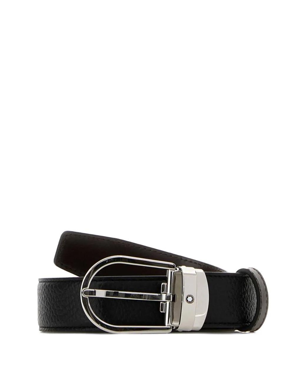 Montblanc Black Horseshoe Leather Reversible Belt for men