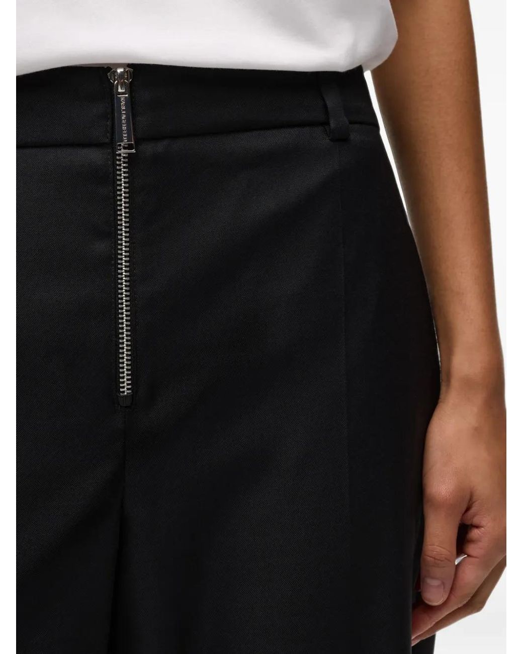 Karl Lagerfeld Black Exposed Zip Tailored Pants
