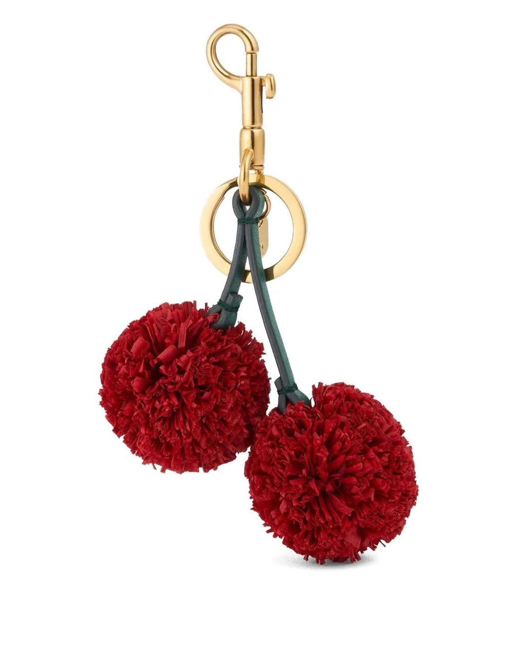 Anya Hindmarch Red Cherry-Charm Pom-Pom Keyring