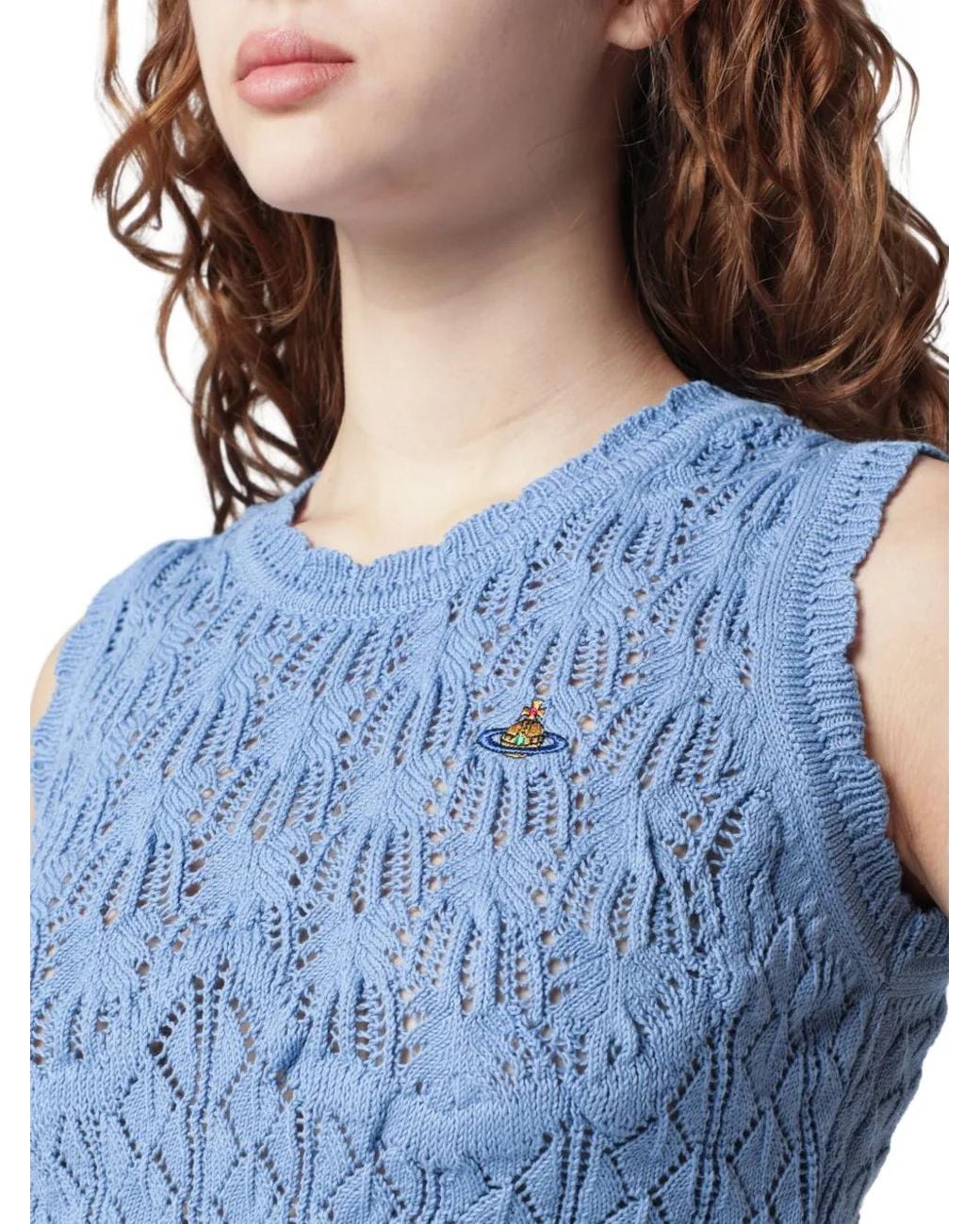 Vivienne Westwood Blue Ribbed-Hem Knit Top