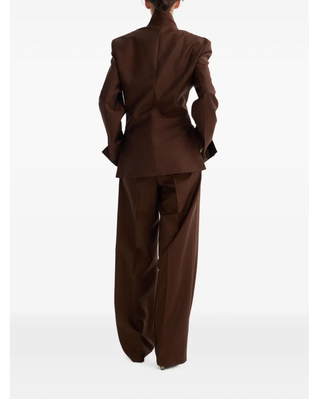 Rohe Brown Piqué Overlap Suit Jacket