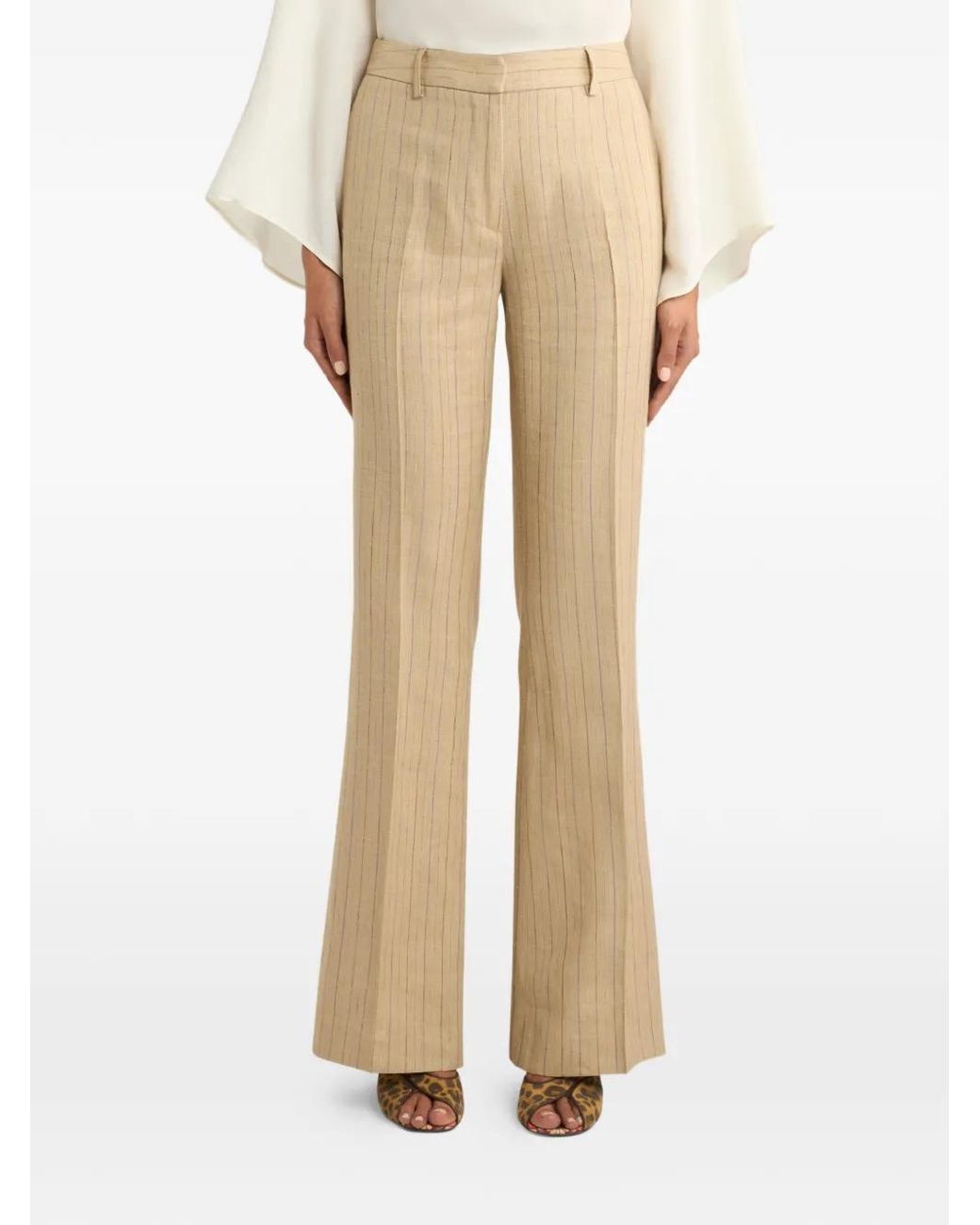 Etro Natural Striped Bootcut Trousers