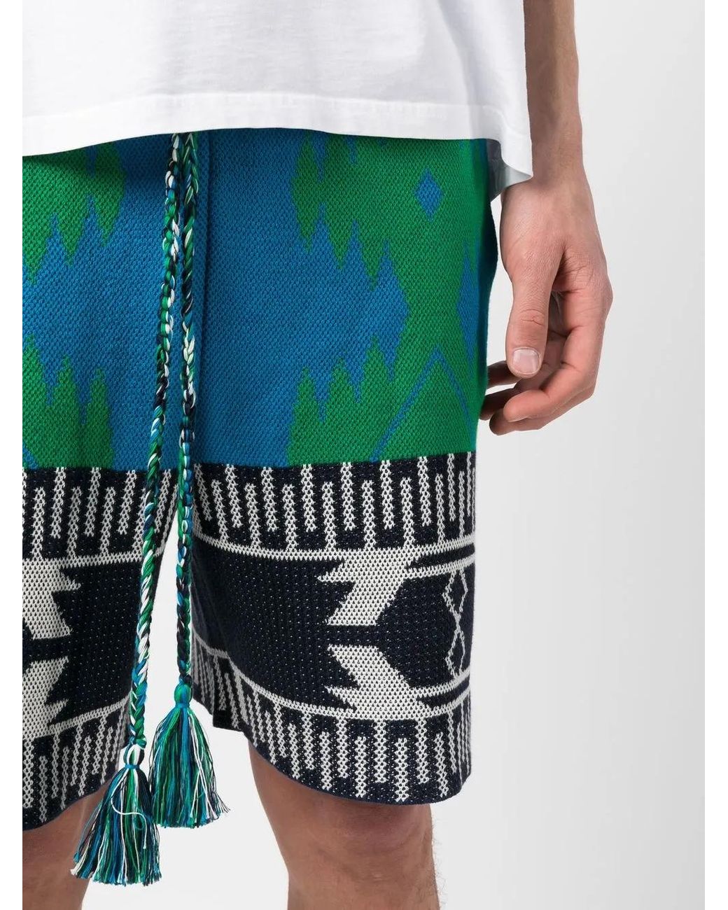 Alanui Green Abstract-Pattern Shorts for men