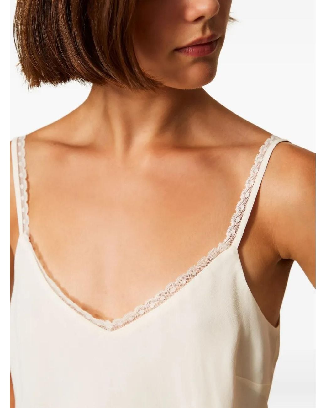 Twinset White Lace-Trimmed Top