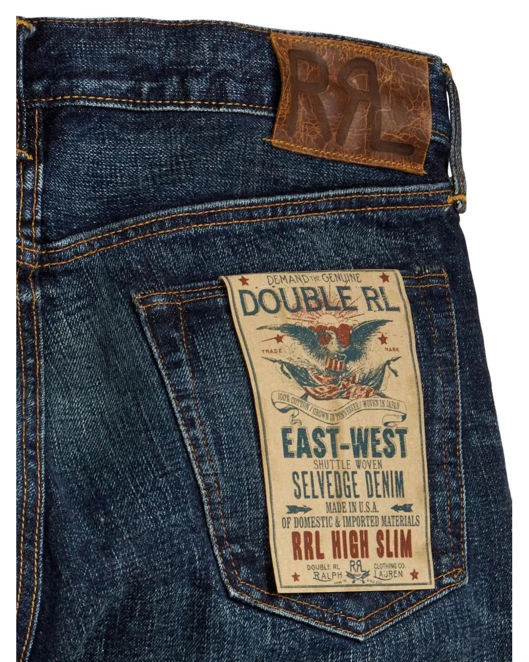 RRL Blue High Slim Jeans for men