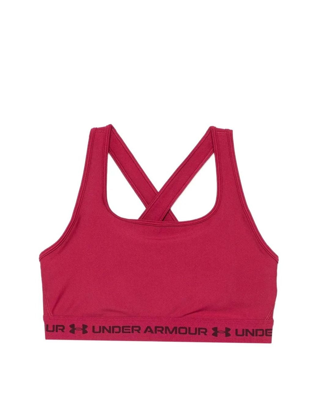 Under Armour Red Logo-Tape Cross-Back Sports Bra