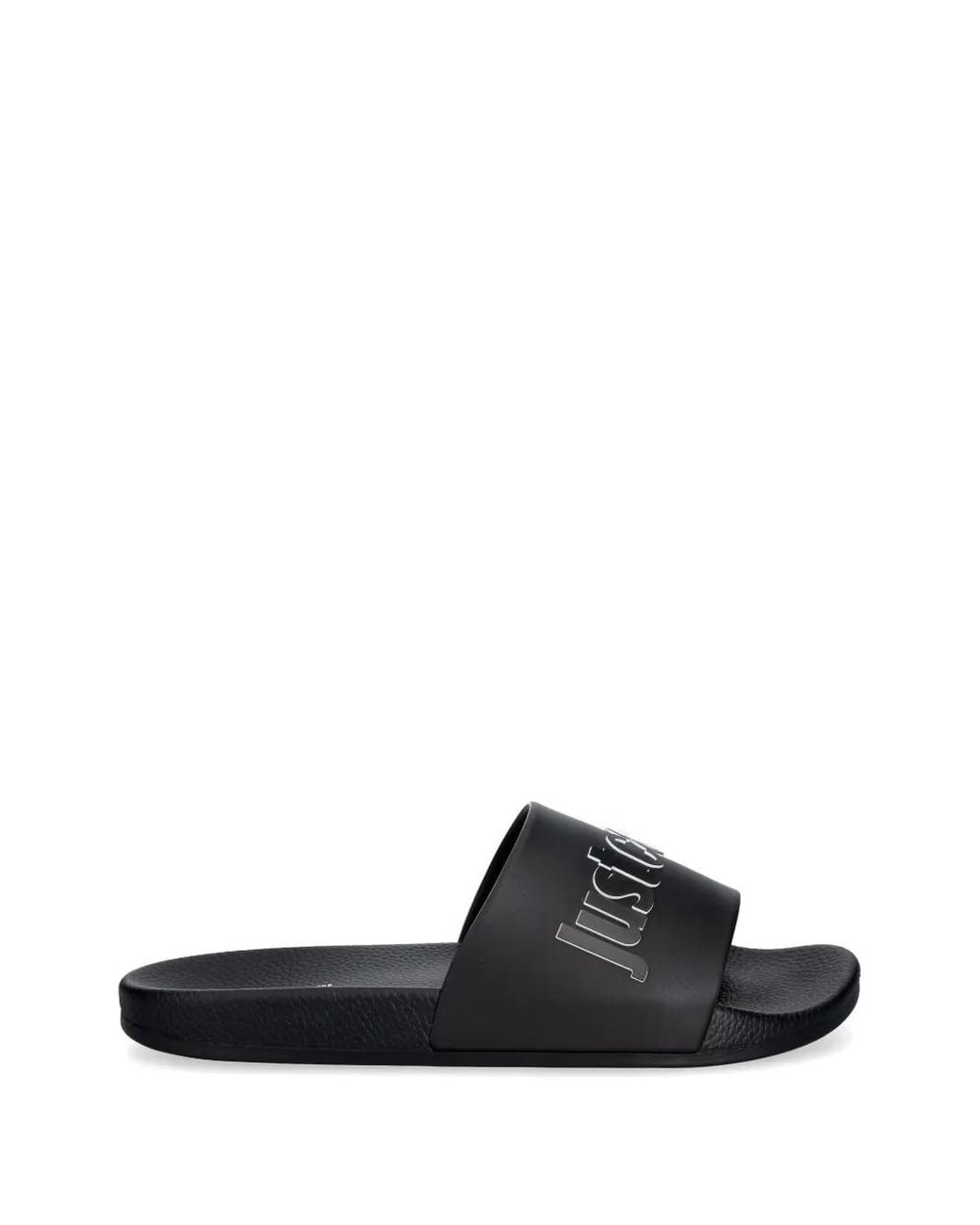 Just Cavalli Black Logo-Embossed Slides