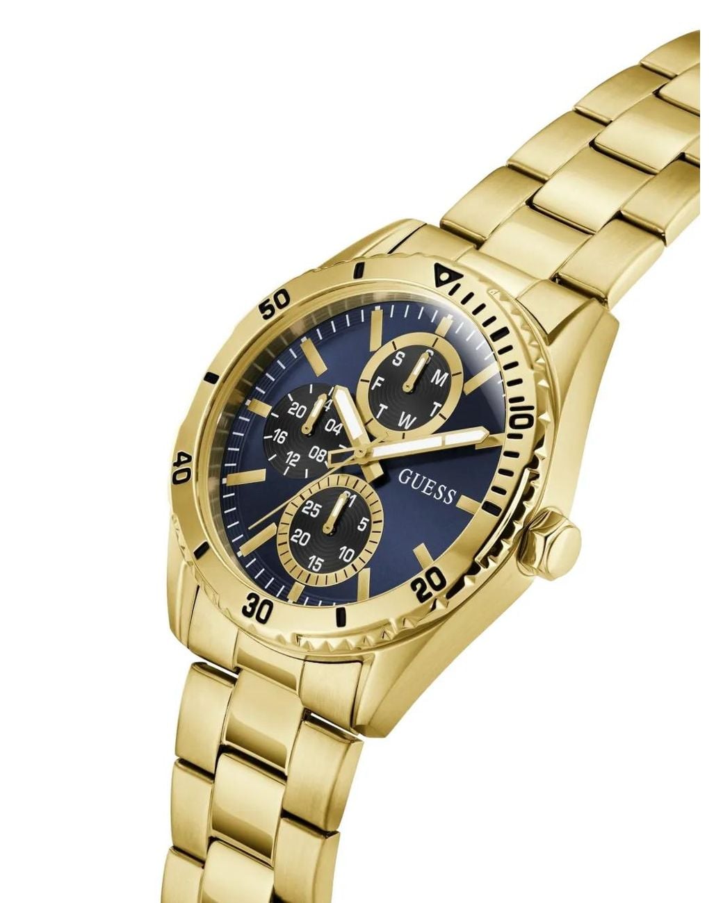Guess Metallic Stainless Steel Multi-Function Watch 43 Mm for men