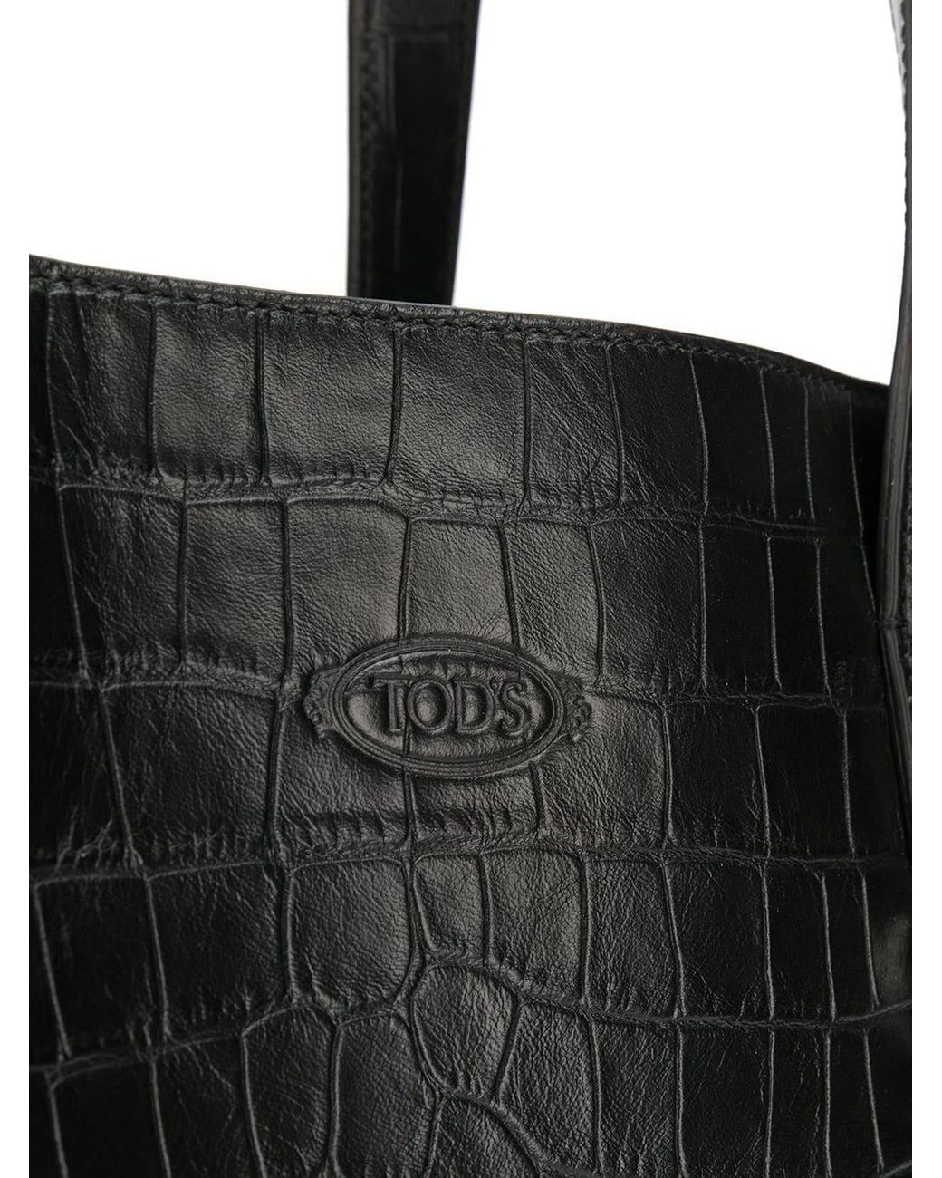 Tod s Crocodile effect Tote Bag in Black for Men Lyst Canada