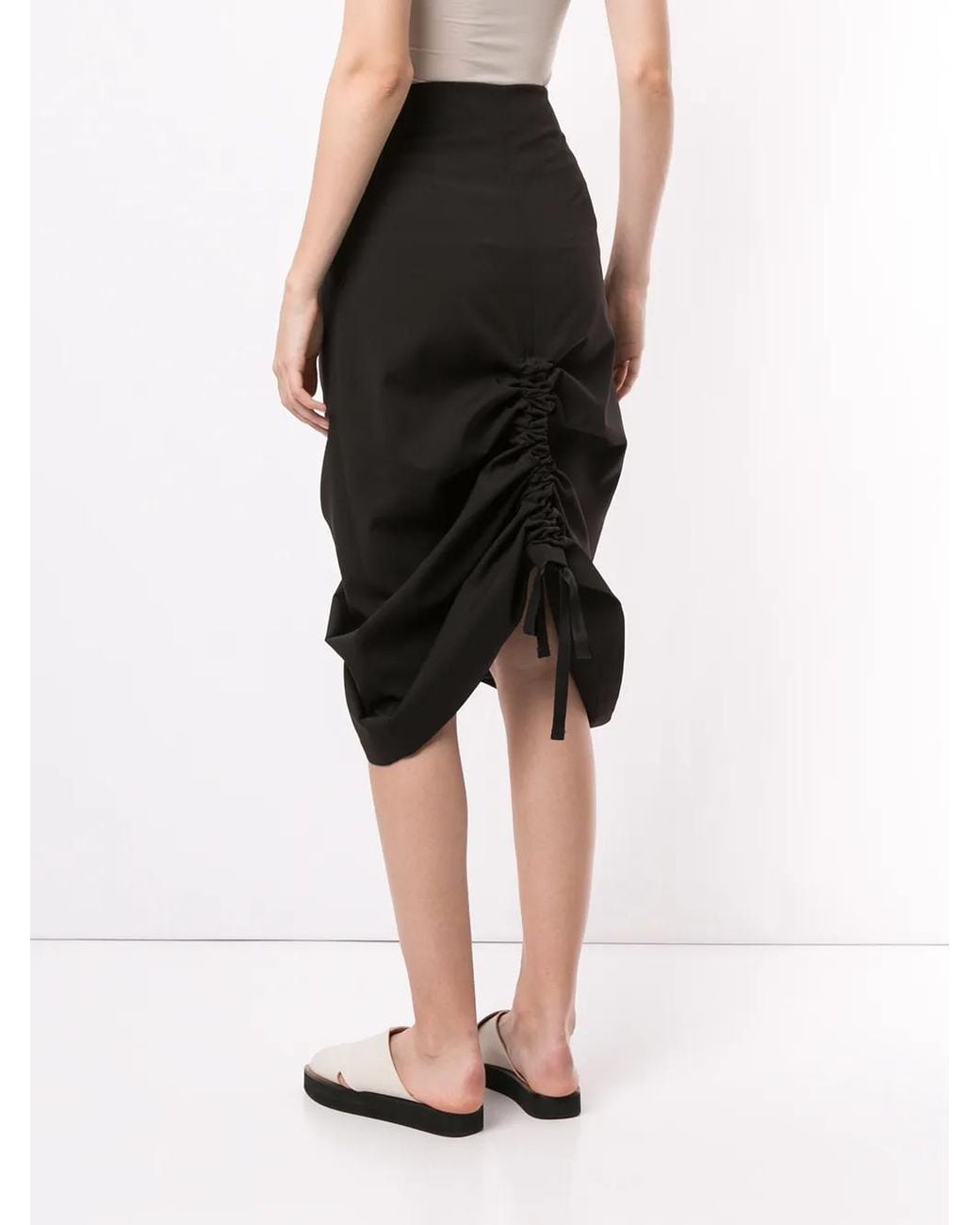 Goen.J Black Ruched Midi Skirt