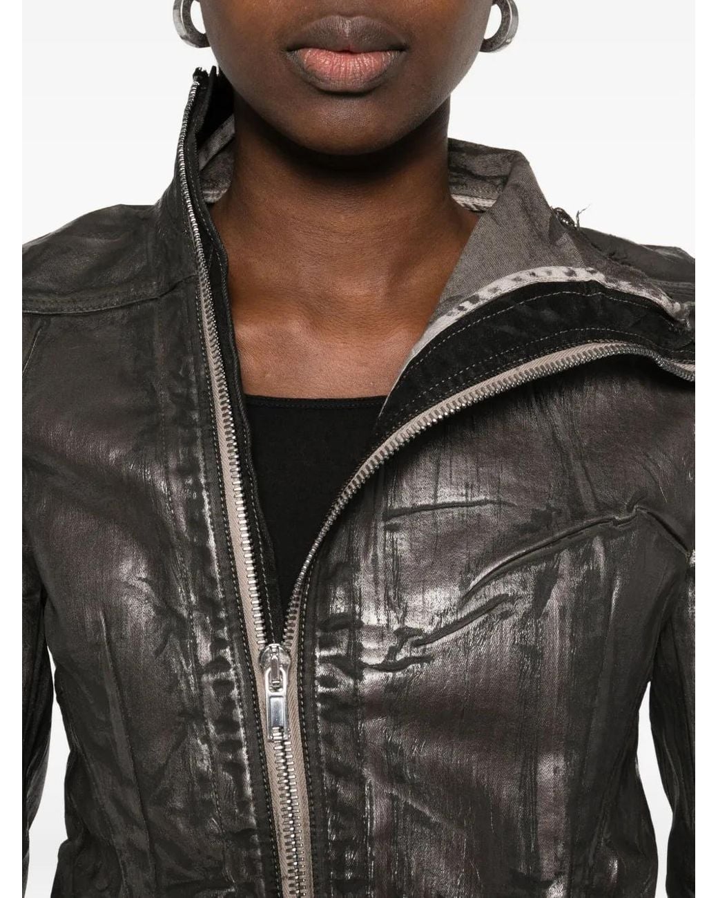 Chaqueta Asimétrica Con Cremallera Rick Owens de color Black