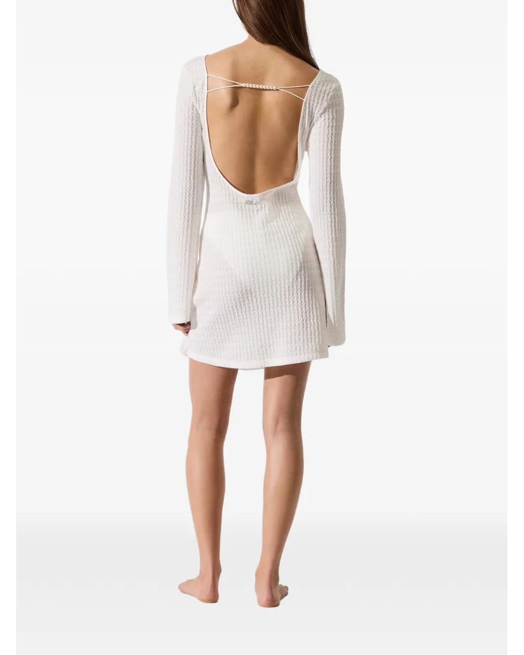 Karl Lagerfeld White Textured Faux-Pearl Beach Dress