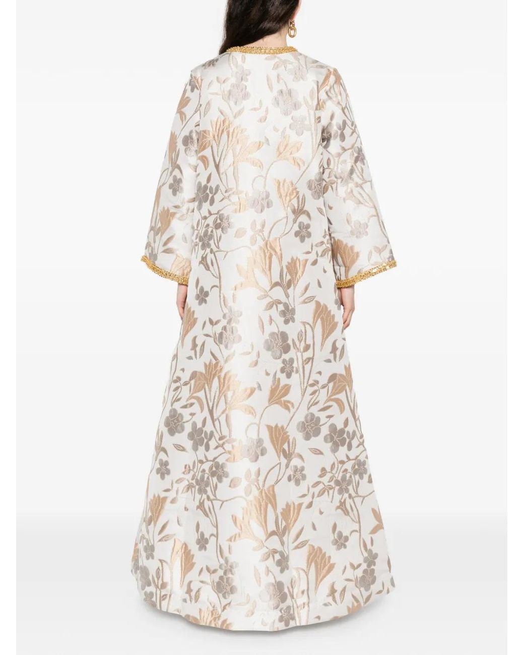 Baruni White Aziza Floral-Jacquard Maxi Dress
