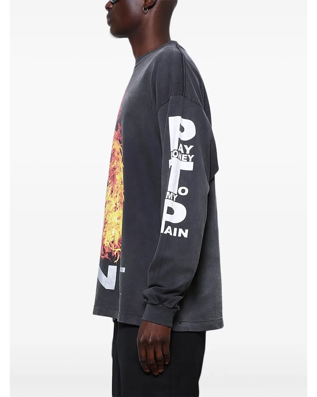 SAINT Mxxxxxx Blue Fire Graphic-Print Cotton Sweatshirt for men