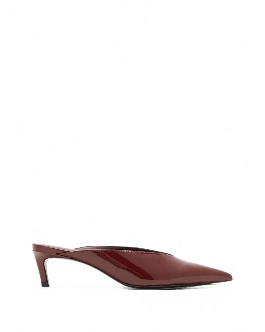 SCHUTZ SHOES Brown Loren Pointed-Toe Patent-Finish Mules