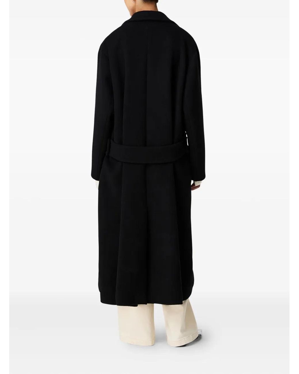 Another Tomorrow Black Belted Wrap Coat