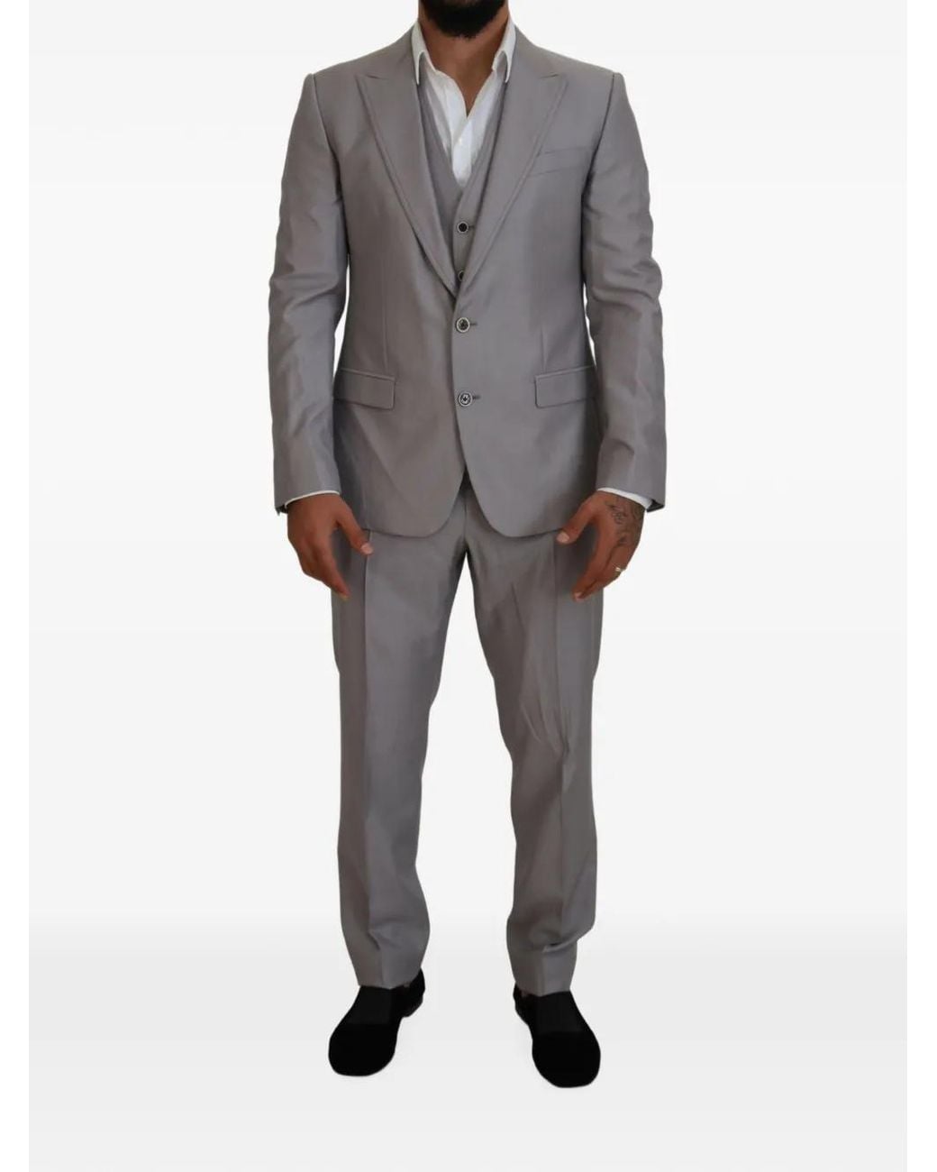 Dolce & Gabbana Gray Three-Piece Slim-Fit Suit (Set Of Three) for men