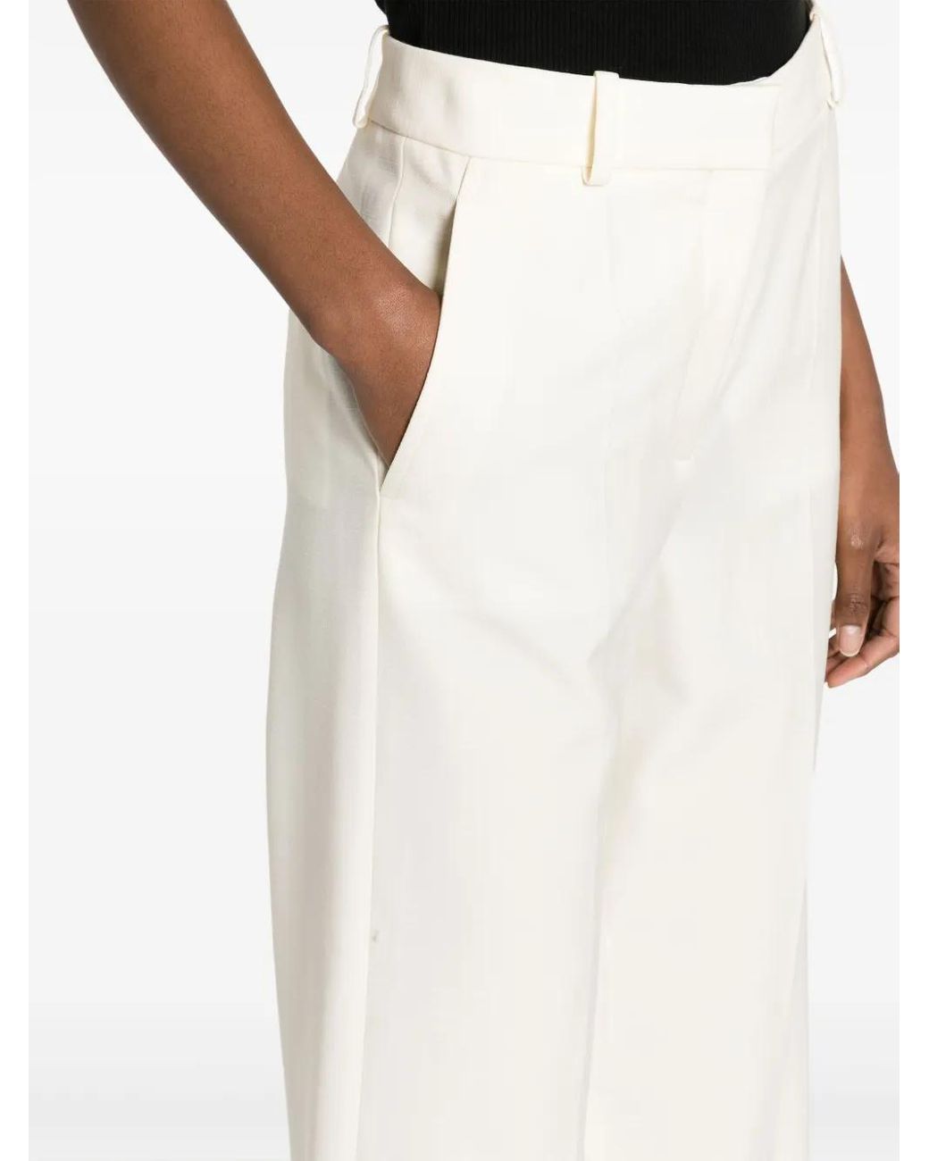 Stella McCartney White Straight-Leg Wool Trousers