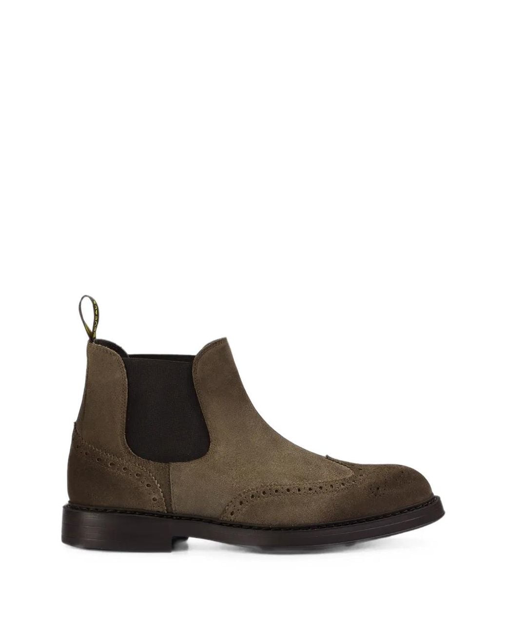 Doucal's Brown Brogue-Detail Suede Boots for men
