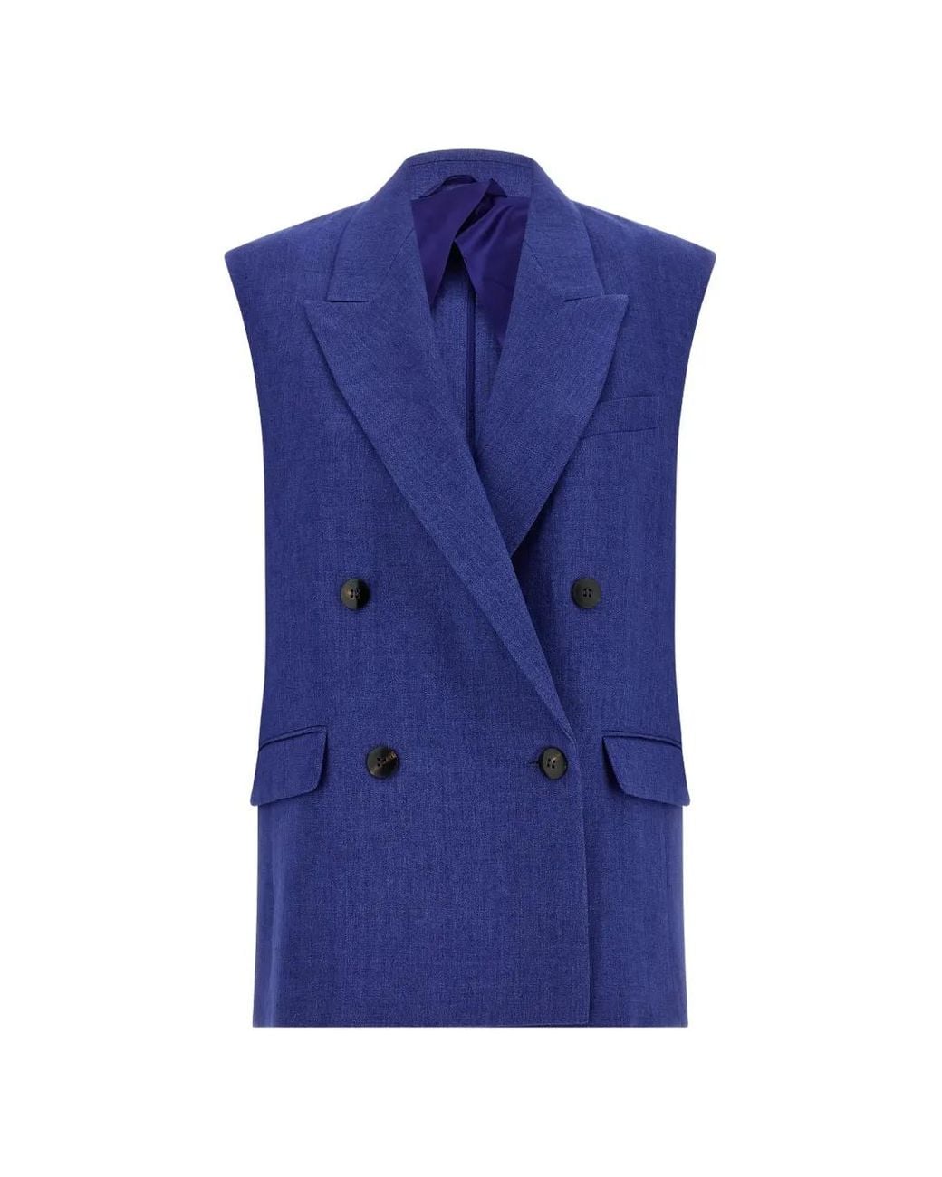 Max Mara Blue Aia Double-Breasted Peak-Lapels Waistcoat