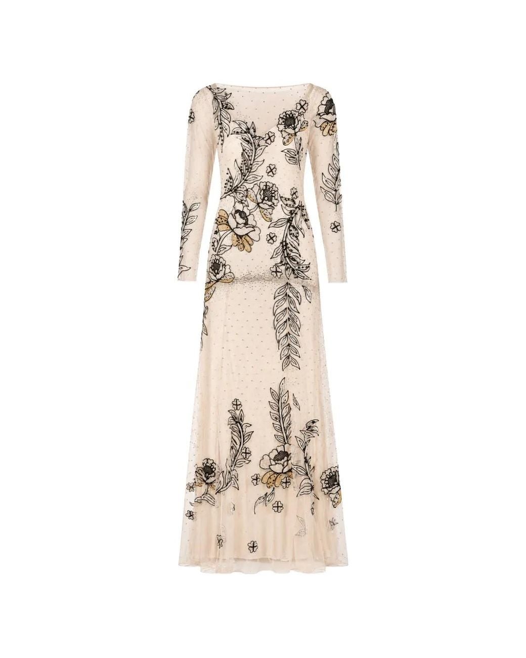 Temperley London Natural Lavinia Floral-Embroidered Maxi Dress