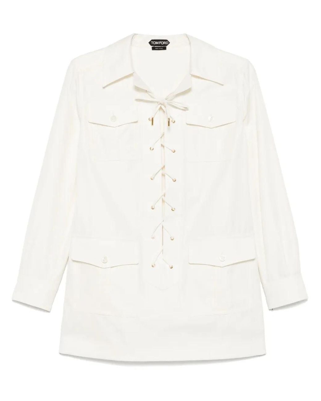 Tom Ford White Crossover-Drawstring Tunic