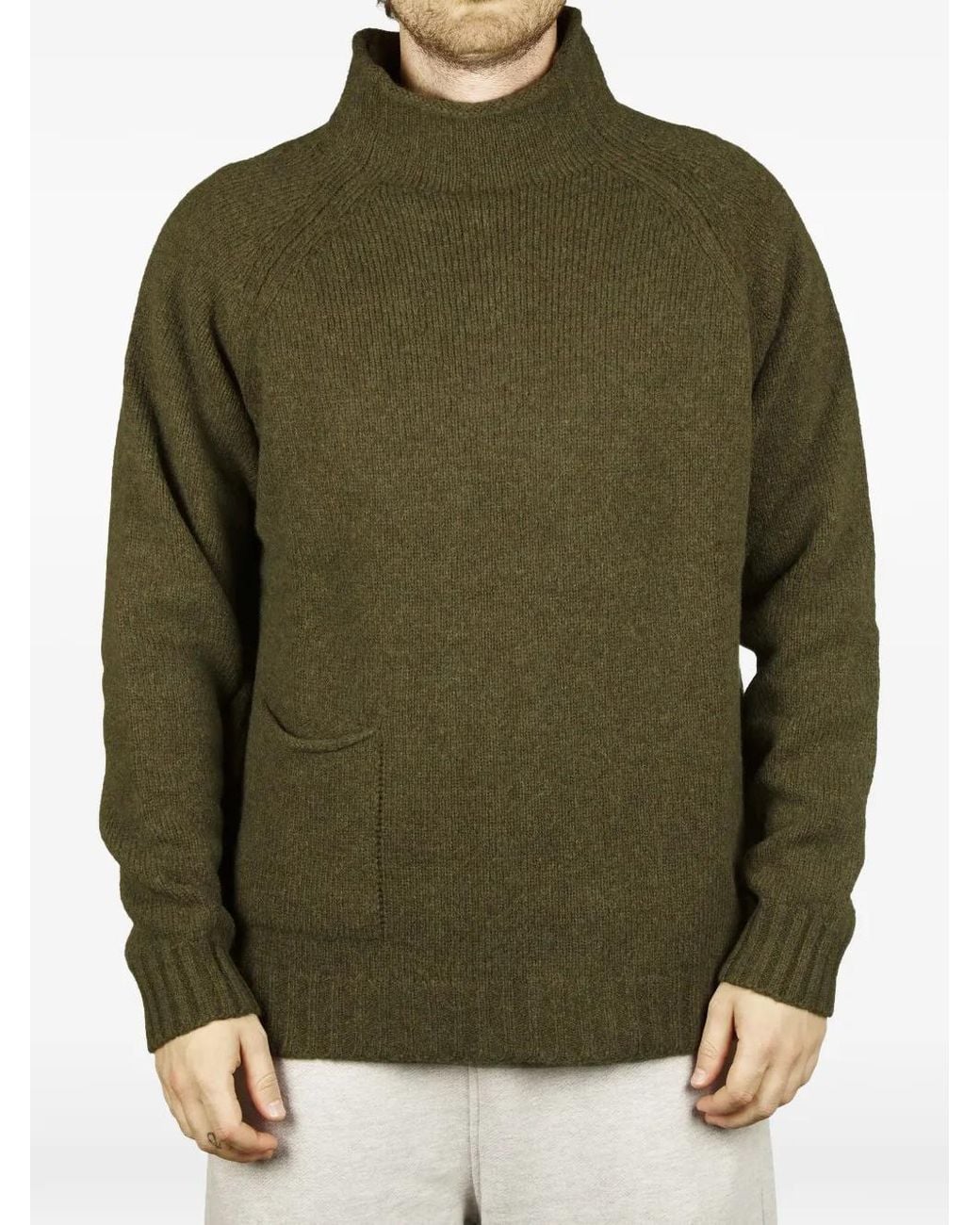Roberto Collina Green Ribbed-Knit High-Neck Sweater for men