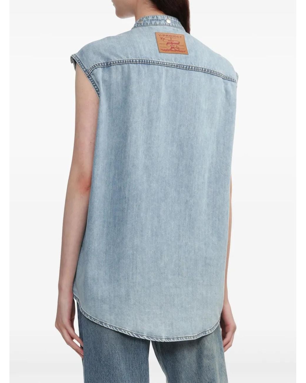 Y. Project Blue Patch Pocket Detailing Denim Vest