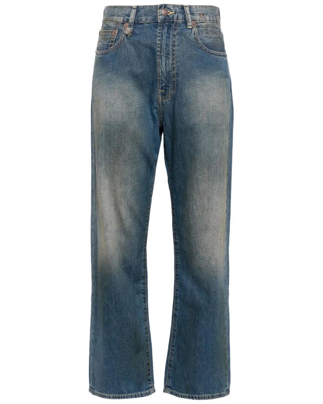 R13 Blue Washed Straight-Leg Jeans