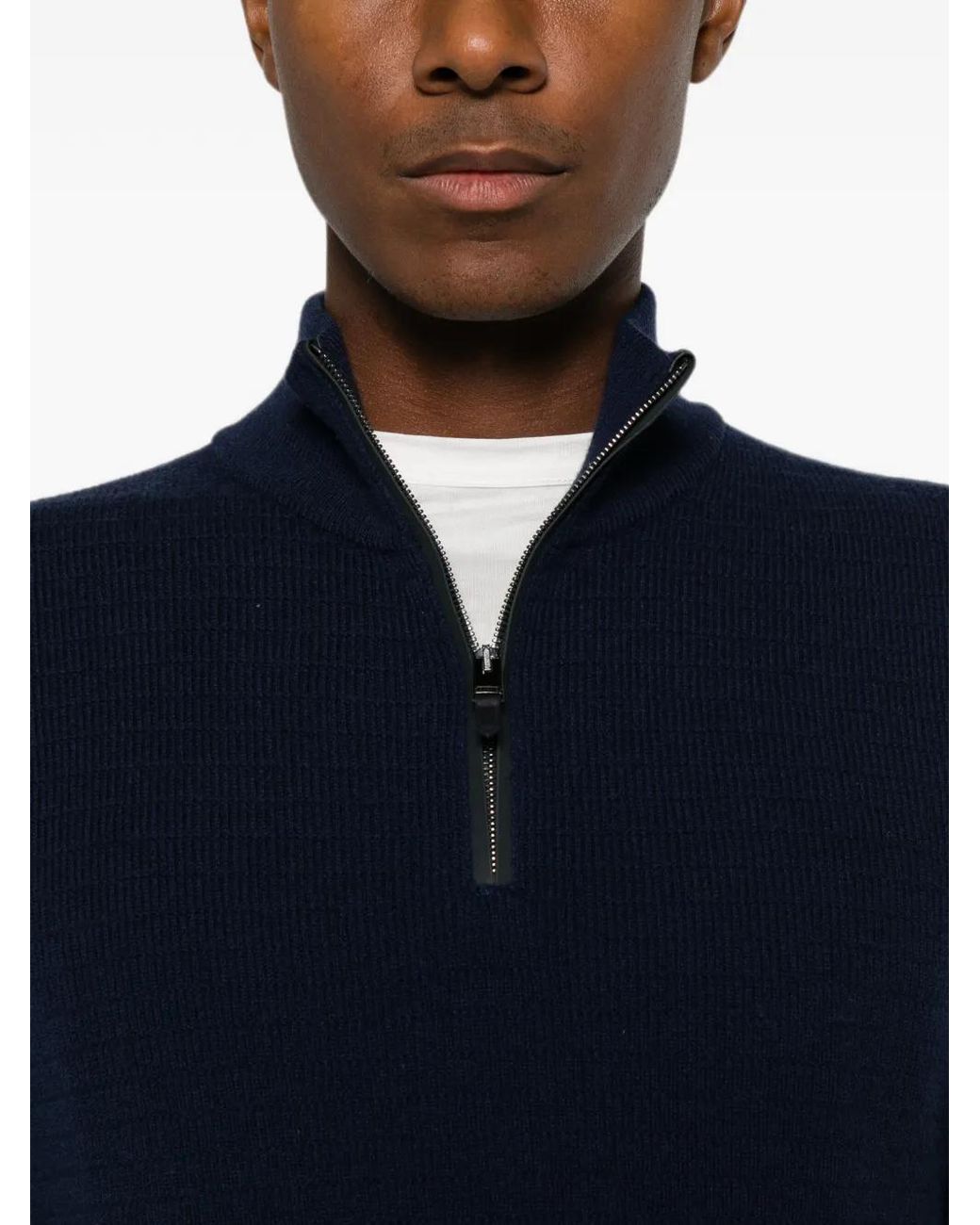 Canali Blue Pull En Maille Gaufrée for men