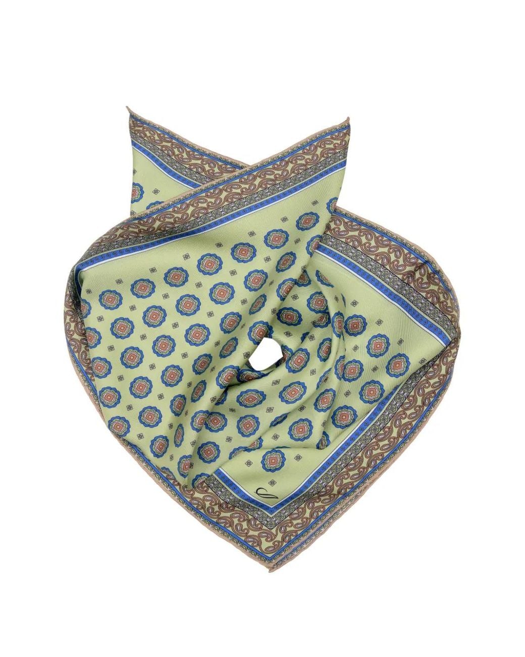 Elizabetta Green Medallion-Print Silk Scarf for men