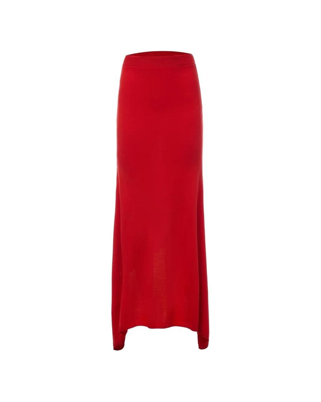 Monse Red Asymmetric Ribbed-Knit Maxi Skirt
