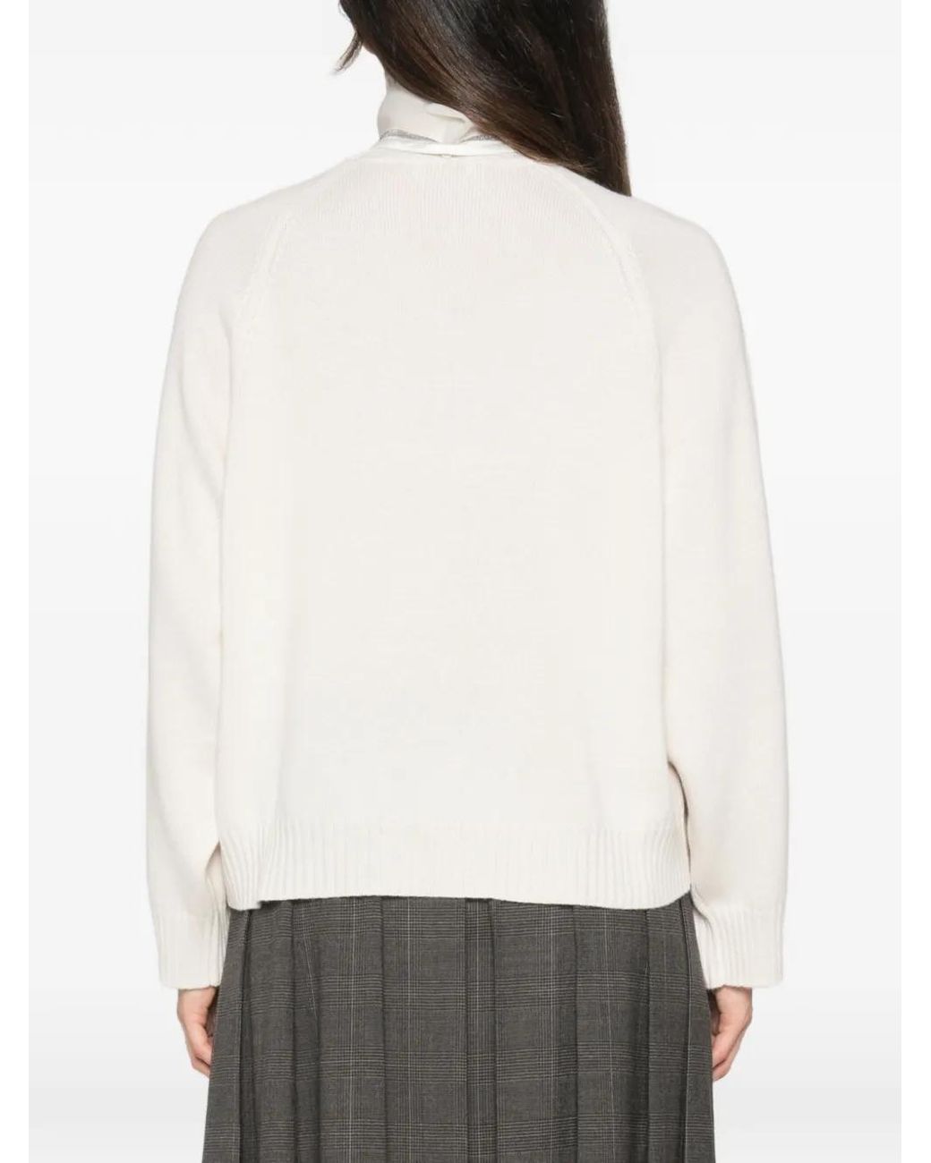 Brunello Cucinelli White Raglan-Sleeve Sweater