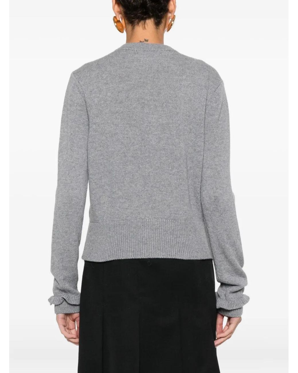 Ba&sh Gray Ruffled-Cuff Button-Up Cardigan