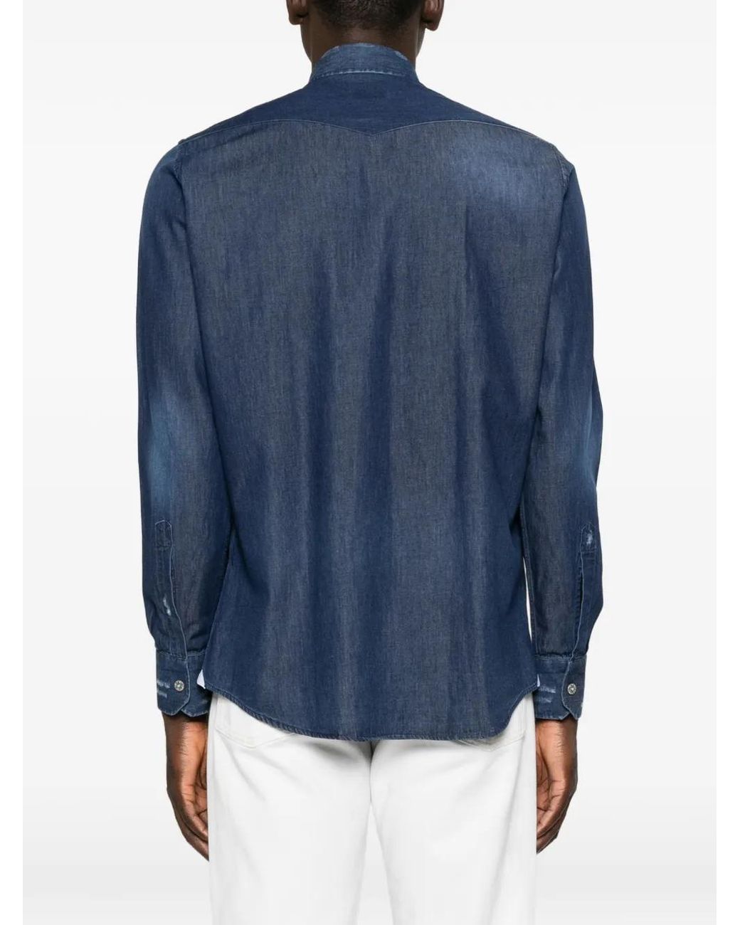 Sartorio Napoli Blue Faded Western-Style Shirt for men