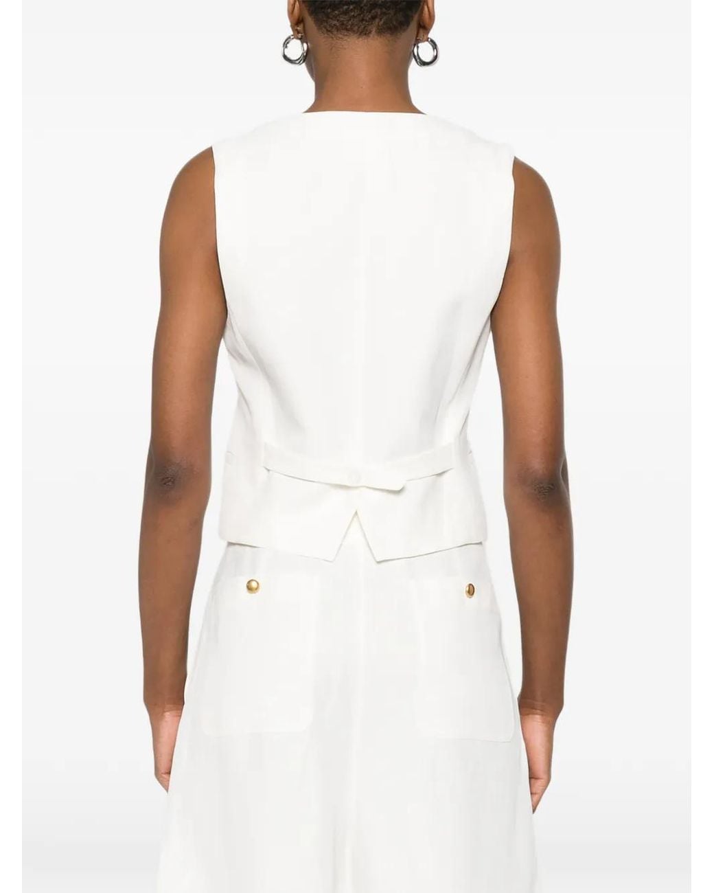 P.A.R.O.S.H. White V-Neck Button Jacket
