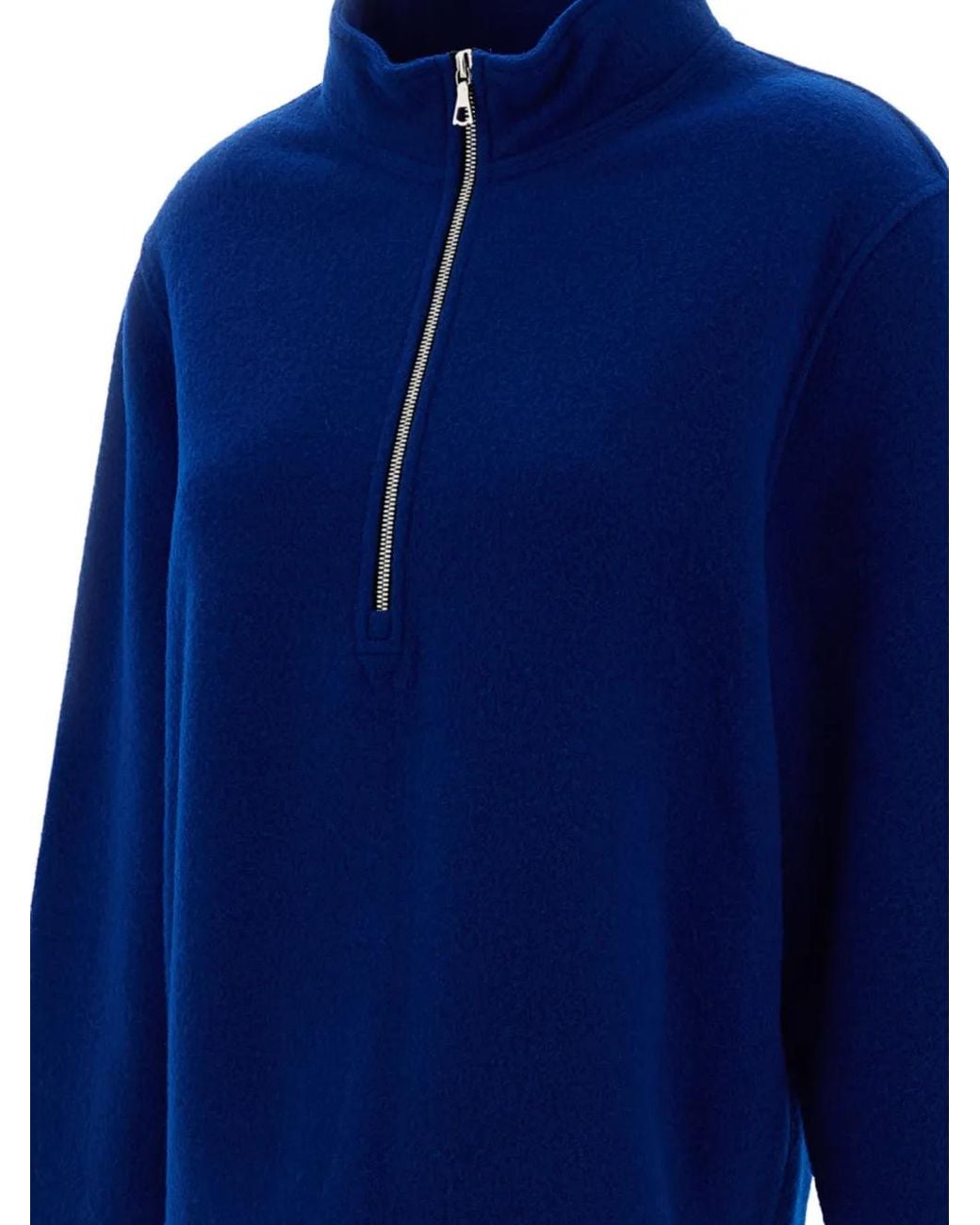 Rier Blue City Wax Quarter-Zip Wool Sweatshirt