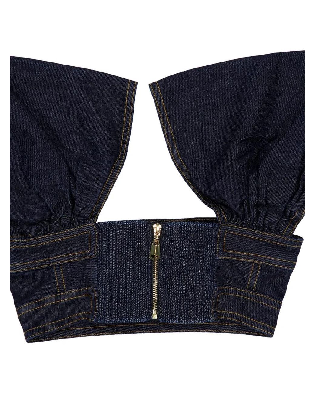 Zimmermann Blue Rebellion Puffed-Sleeve Denim Top