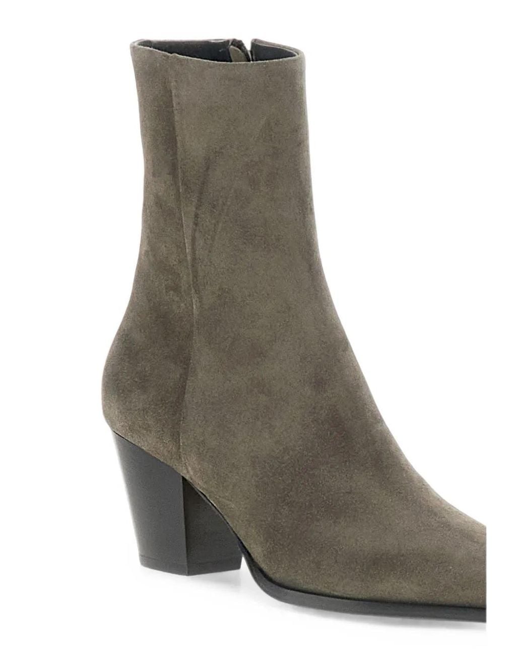 Aeyde Gray Hedvig Cow Suede Leather Taupe