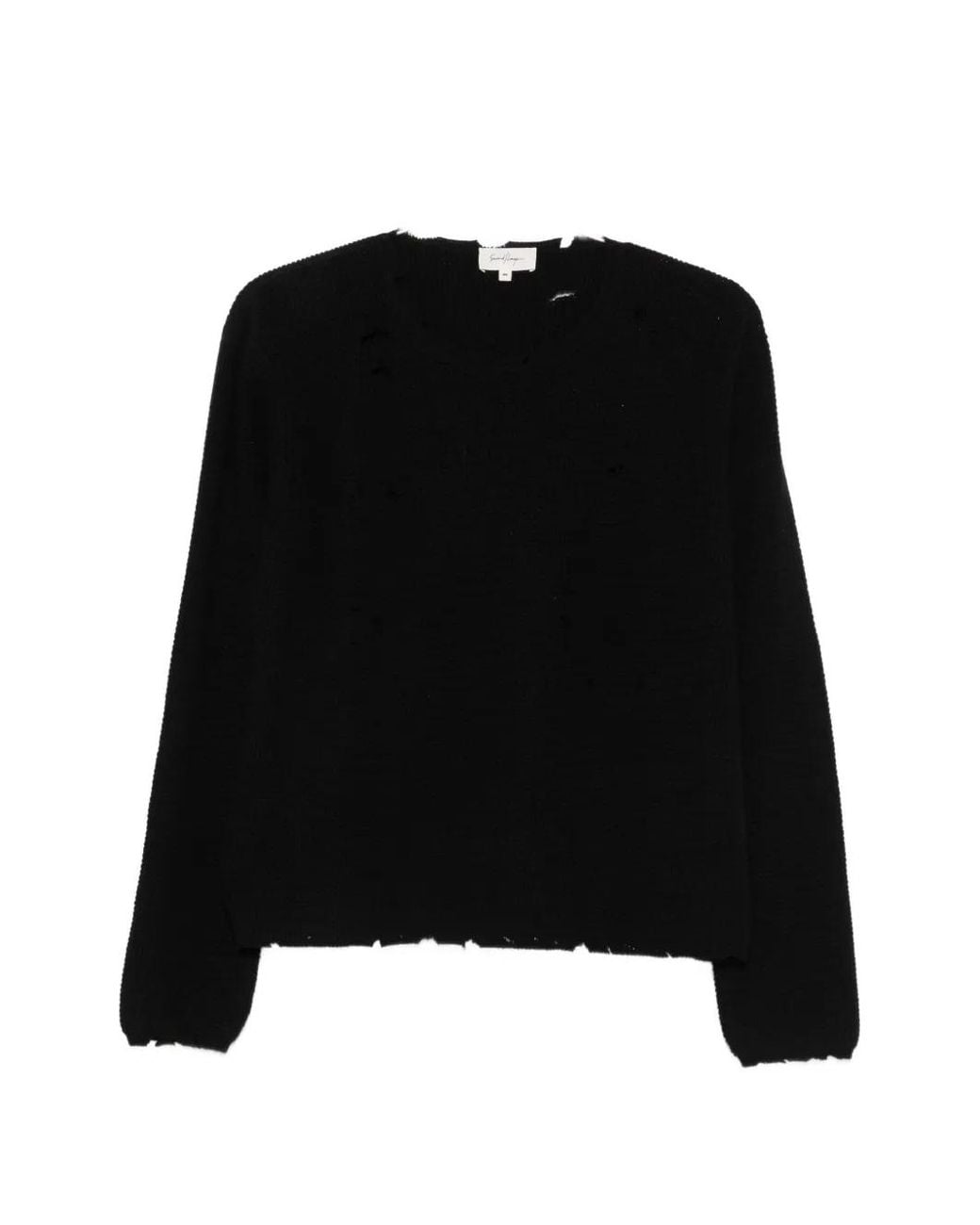 Second/Layer Black Distressed Sweater for men