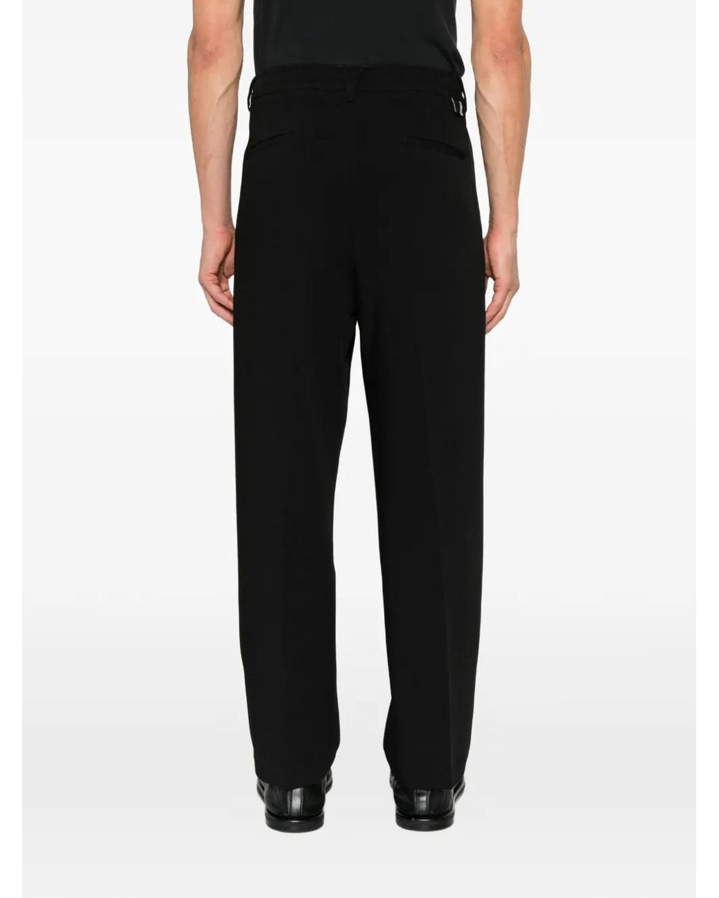 Low Brand Black Zeta Pleated Straight-Leg Trousers for men