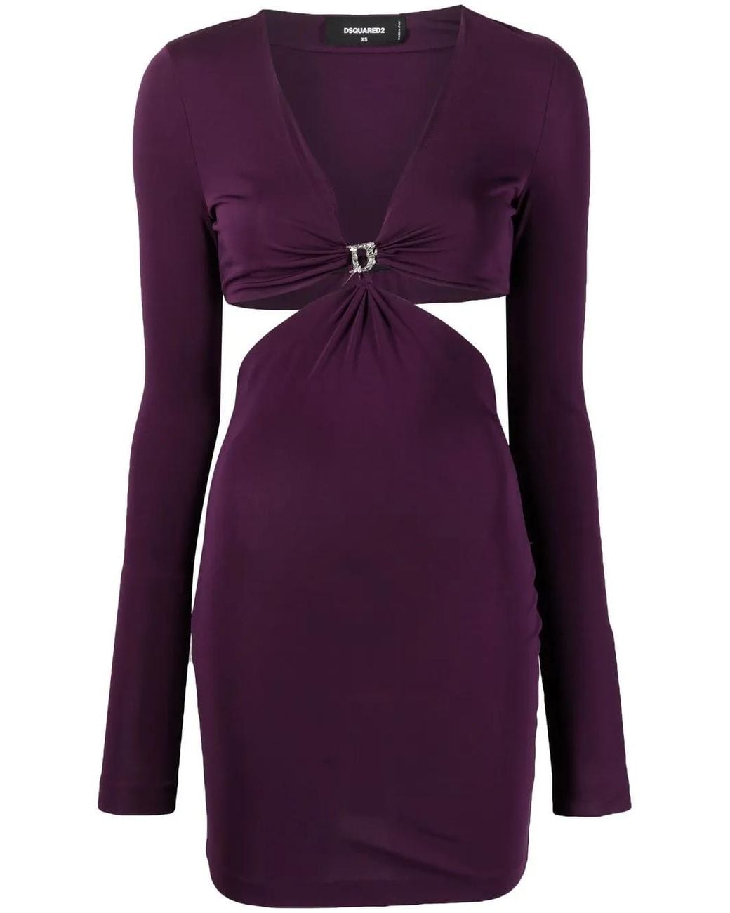DSquared² Purple Cut-Out Detail V-Neck Minidress