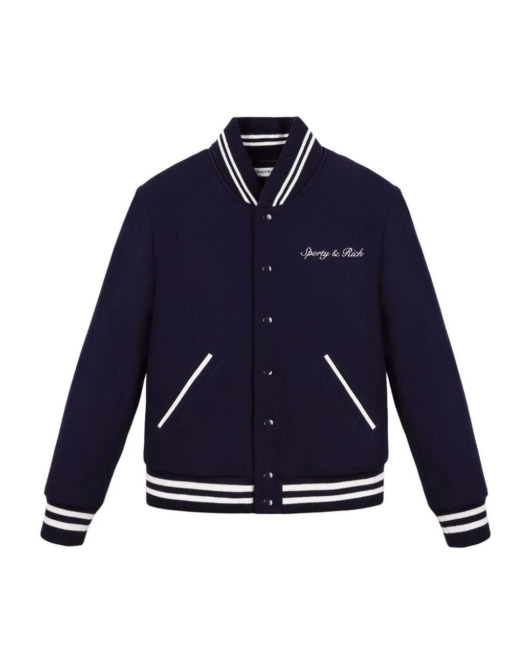 Sporty & Rich Blue Carlyle Varsity-Style Jacket