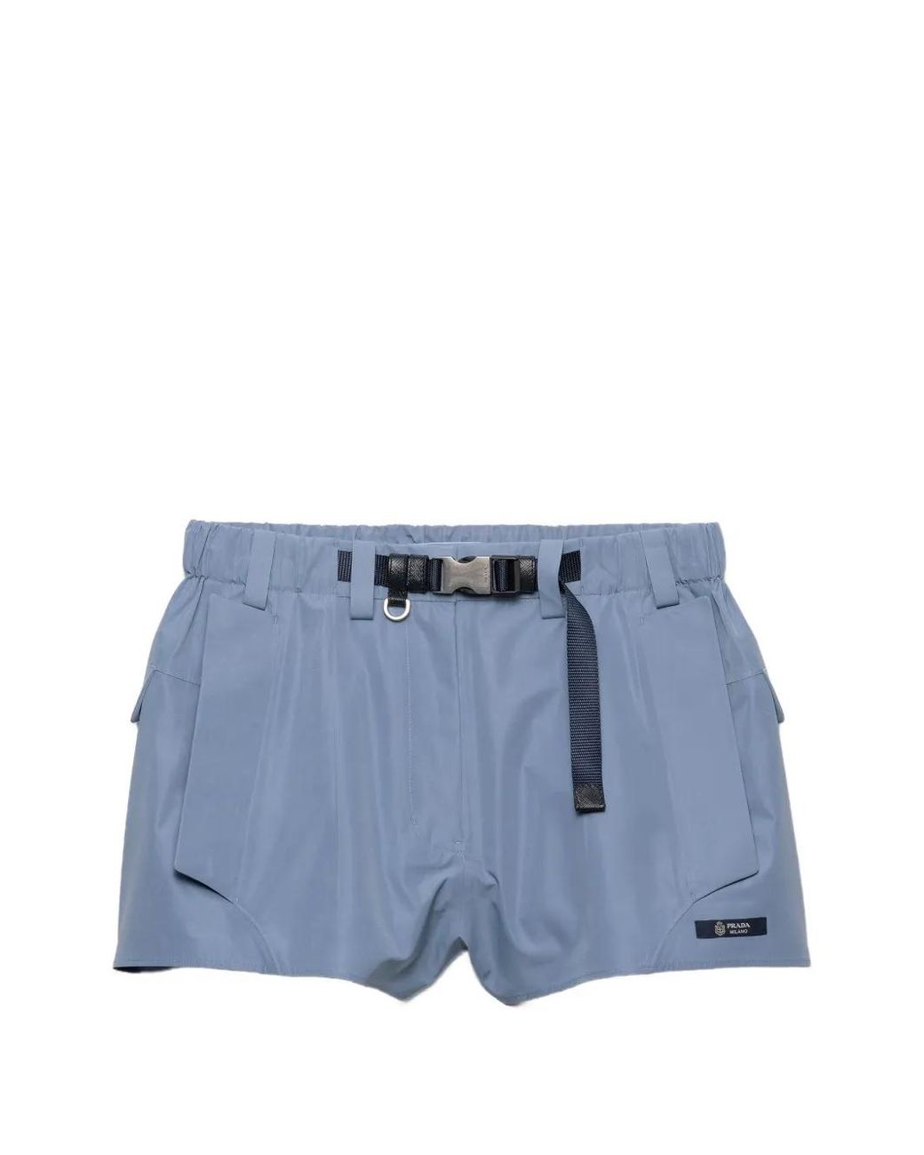 Pantalones Cortos Re-Nylon Con Cinturón Prada de color Blue