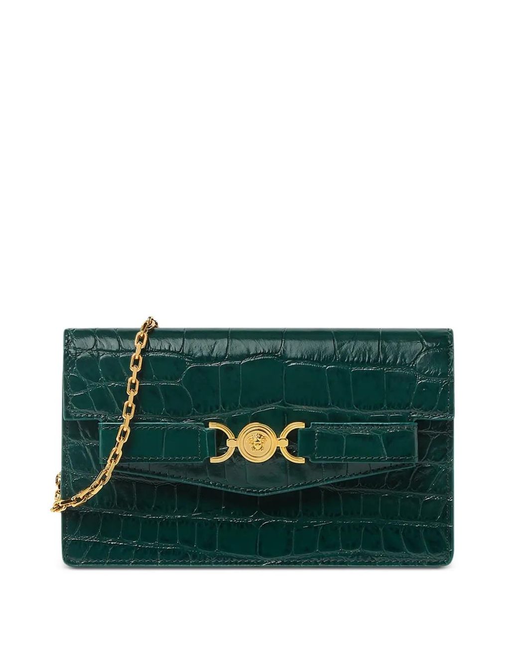 Versace Green Medusa '95 Croc-Effect Clutch